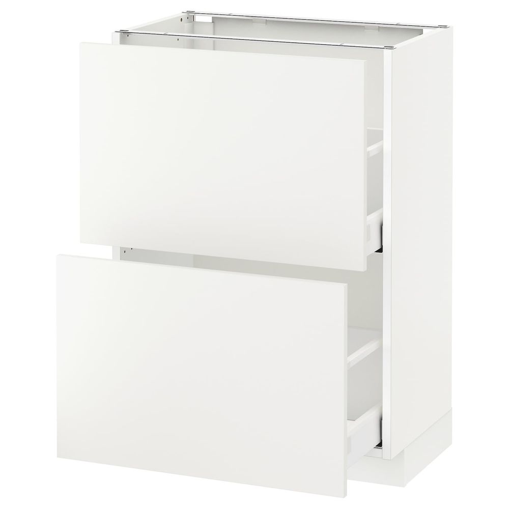 Напольный шкаф с 2 ящиками, белый/Хэггеби белый 60x37 см IKEA METOD МЕТОД / MAXIMERA МАКСИМЕРА 292.315.14 - схема-чертеж с размерами
