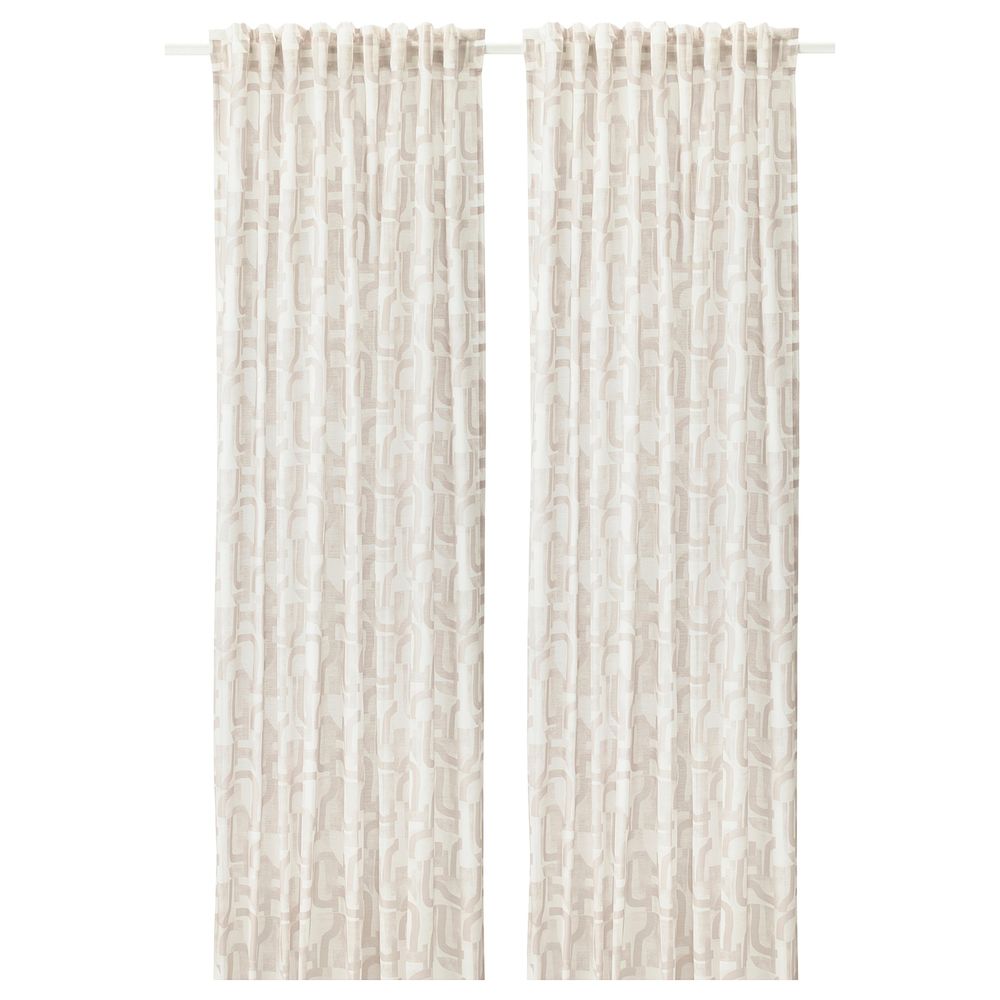 Гардины, 1 пара, белый/бежевый, 145x300 см IKEA ВИНТЕРЖАСМИН 904.502.58 - фото 1