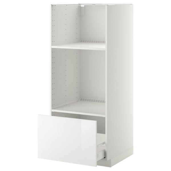 Высокий шкаф с ящиком для духовки/СВЧ МЕТОД / МАКСИМЕРА, белый, Рингульт белый (60x60x140 см) - схема-чертеж с размерами