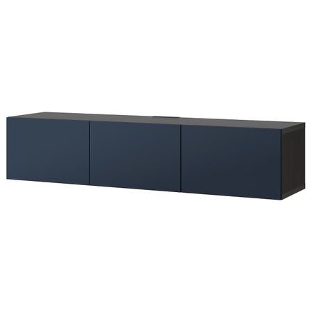 Тумба под ТВ, с дверцами, черно-коричневый/Нотвикен синий 180x42x38 см IKEA BESTÅ БЕСТО 293.306.70