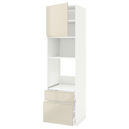 Высокий шкаф для духовки, СВЧ, дверца, 2 ящика, 60x60x220 cm IKEA METOD МЕТОД, MAXIMERA МАКСИМЕРА 094.602.38