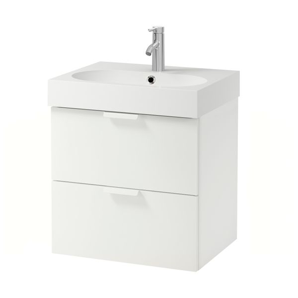 Шкаф для раковины с 2 ящиками, 61x49x68 см, белый IKEA GODMORGON ГОДМОРГОН 290.234.35 - фото 1