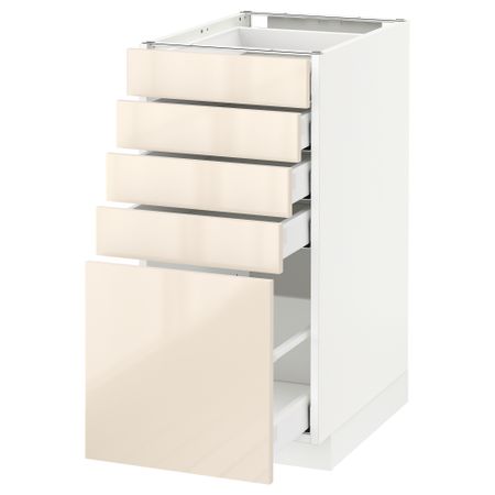 Напольный шкаф с 5 ящиками МЕТОД / МАКСИМЕРА, белый, Рингульт кремовый