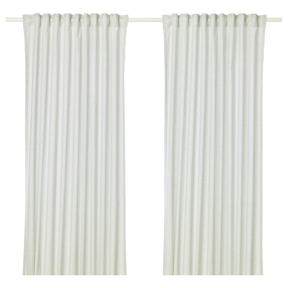 Гардины, 2 шт., светло-зеленый 145x300 см IKEA HANNALILL ХАННАЛИЛЛ 904.173.15 - фото 1