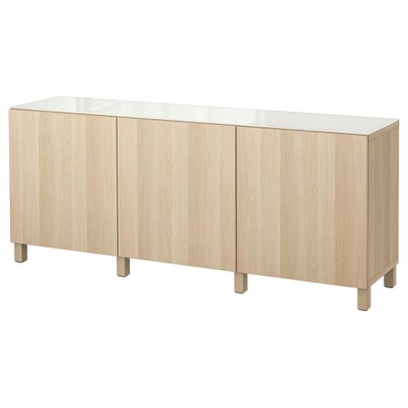 Комбинация для хранения с дверцами БЕСТО, Лаппвикен под беленый дуб (180x40x74 см)