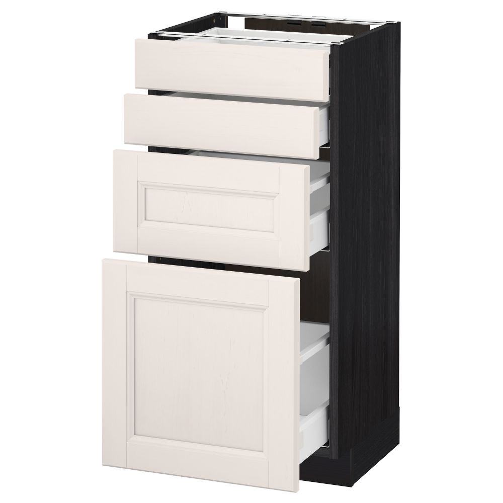 Напольный шкаф 4 фронтальных панели, 4 ящика МЕТОД / МАКСИМЕРА, черный, Лаксарби белый - схема-чертеж с размерами