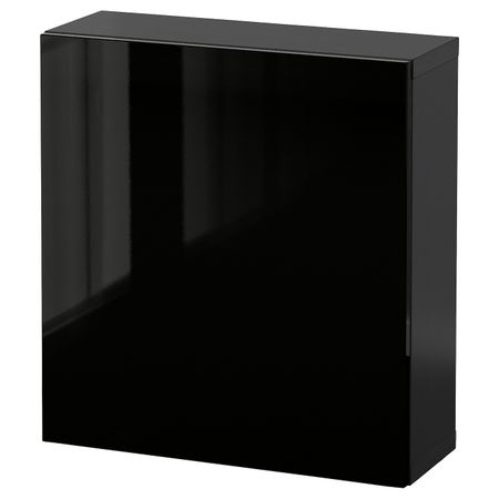 Комбинация настенных шкафов, черно-коричневый/Сельсвикен черный 60x22x64 см IKEA BESTÅ БЕСТО 994.415.61
