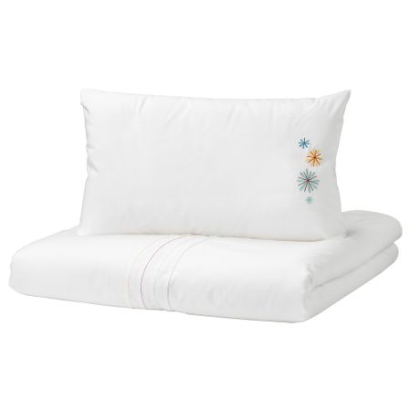 Пододеяльник, наволочка для кроватки ТИЛЛГИВЕН, белый (110x125/35x55 см)