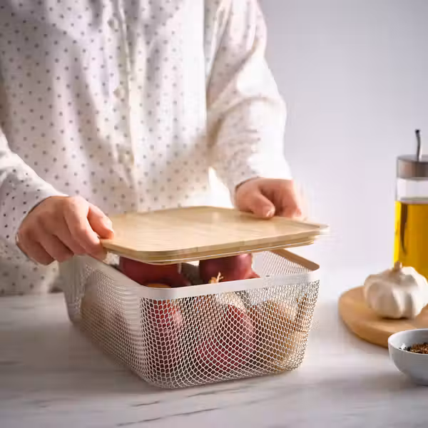 IKEA 365+ Корзина для хранения продуктов - металлический/белый 30x20x11 см - фото 3