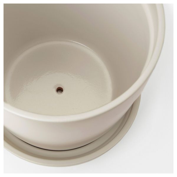 Горшок цветочный с поддоном ЮРТРОН, бежевый - фото 4