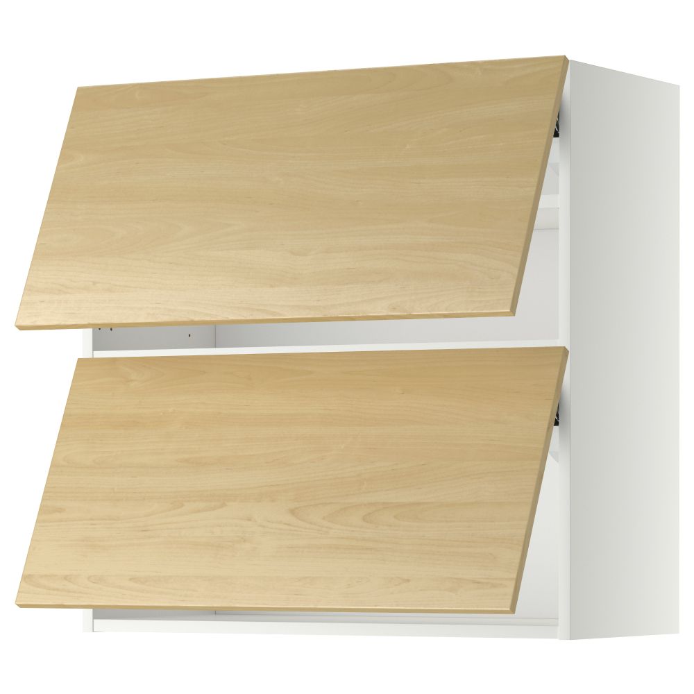 Навесной шкаф, 2 дверцы, горизонтальный МЕТОД, белый, Тингсрид береза - схема-чертеж с размерами