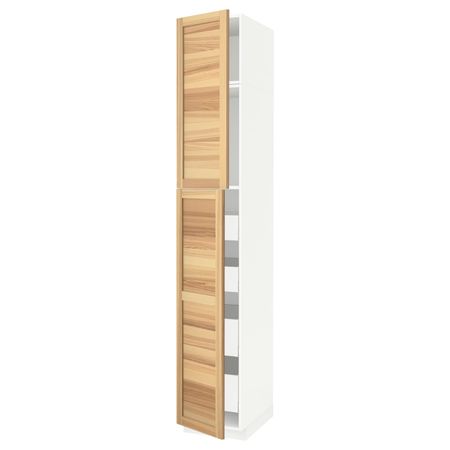 Высокий шкаф/2дверцы/4ящика, белый/Торхэмн ясень 40x60x240 см IKEA METOD МЕТОД / MAXIMERA МАКСИМЕРА 594.450.14