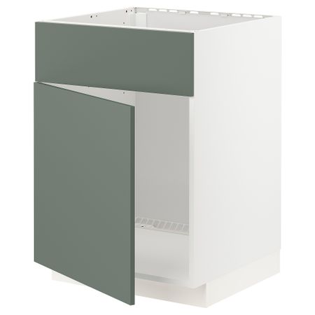 Шкаф под мойку, дверь, фасад, белый, Bodarp серо-зеленый, 60x60 см IKEA METOD МЕТОД 794.640.06