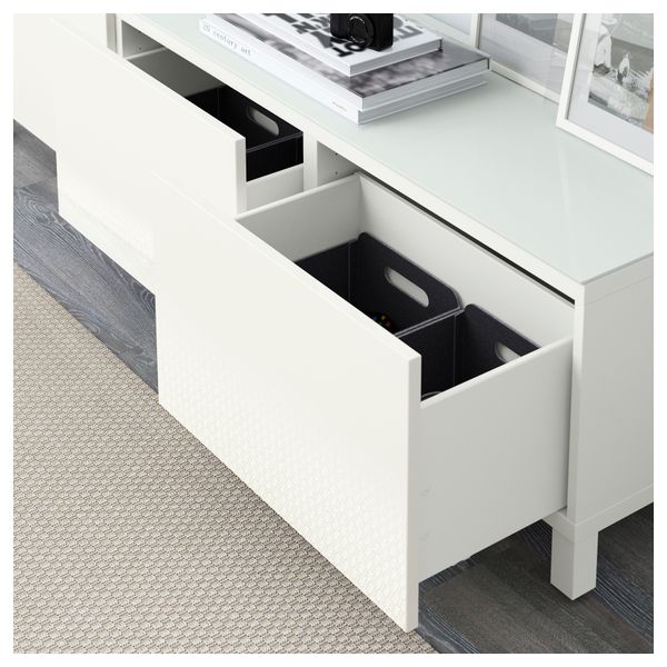 Комбинация для хранения с ящиками БЕСТО, белый, Сельсвикен глянцевый/белый (180x40x48 см) - фото 3