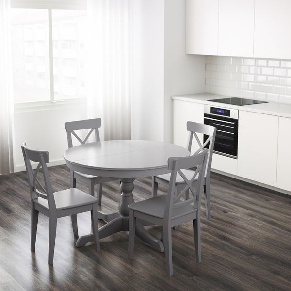 Раздвижной стол, серый 110/155 см IKEA INGATORP ИНГАТОРП 004.811.84 - фото 2
