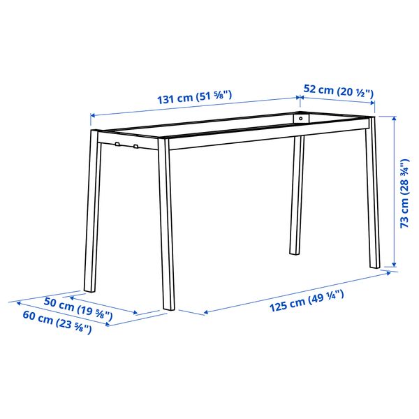 Подстолье для конференц-стола, 140x68x73 см, белый IKEA MITTZON 105.445.72 - схема-чертеж с размерами