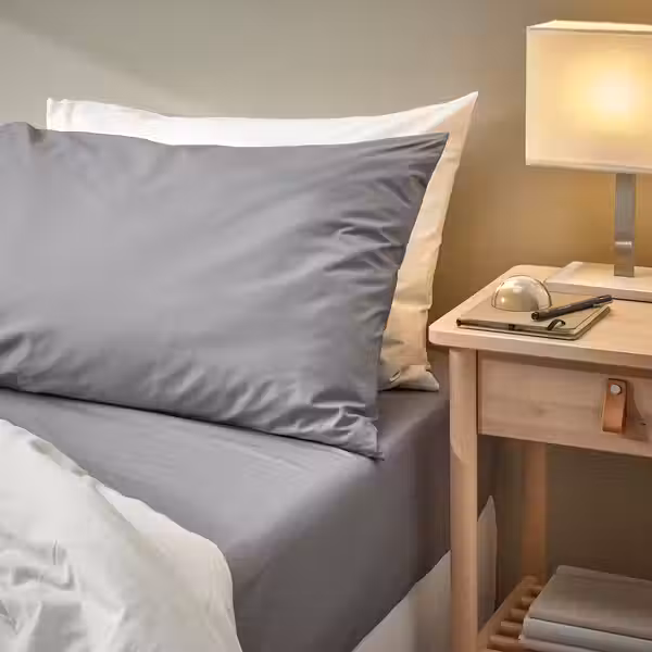 RÖNNVECKMAL РЁННВЕККМАЛ Простыня натяжная - серый 90x200 см - схема-чертеж с размерами