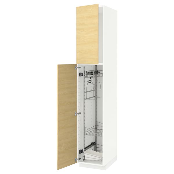 Высокий шкаф с отделением для аксессуаров, для уборки МЕТОД, белый, Тингсрид береза - схема-чертеж с размерами