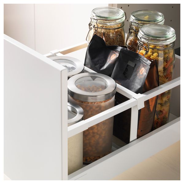 Напольный шкаф 2 фронтальные панели, 2 нижних, 1 средний, 1 высокий ящик МЕТОД / МАКСИМЕРА, белый, Нодста белый - фото 2