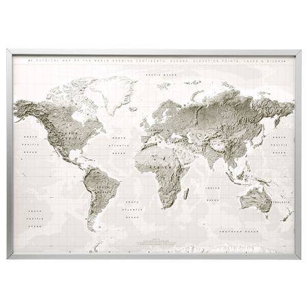 Картина с рамой БЬЁРКСТА, Планета Земля серый/белый, цвет алюминия (140x100 см)