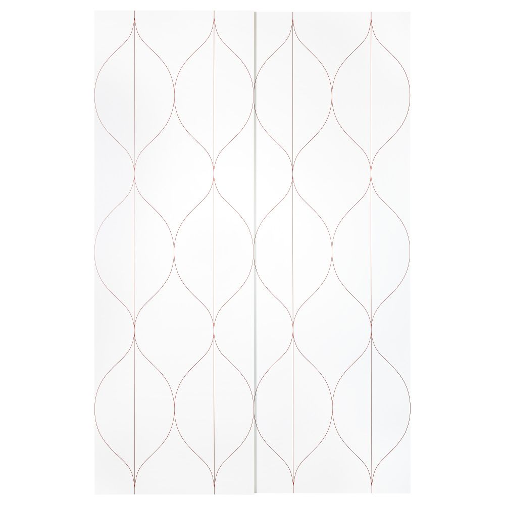 Пара раздвижных дверей СВОРКМО, сетчатый орнамент белый, оранжевый - схема-чертеж с размерами