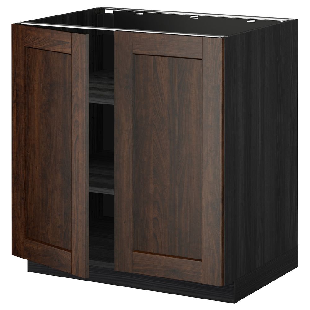 Напольный шкаф с полками/2двери, черный/Эдсерум коричневый 80x60 см IKEA МЕТОД 392.267.10 - схема-чертеж с размерами