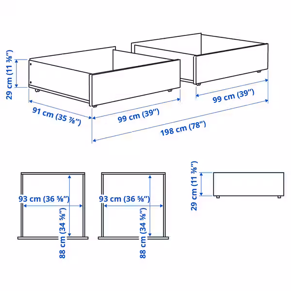 SMYGA Ящик кроватный - светло-серый 99x91x29 см - фото 2
