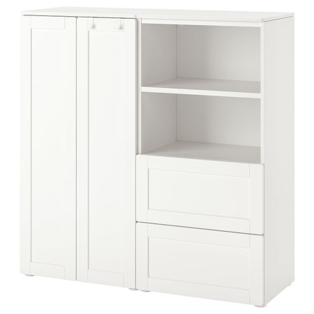 Комбинация для хранения, белый/с рамой 120x42x123 см IKEA SMÅSTAD СМОСТАД / OPPHUS ОПХУС 894.289.56