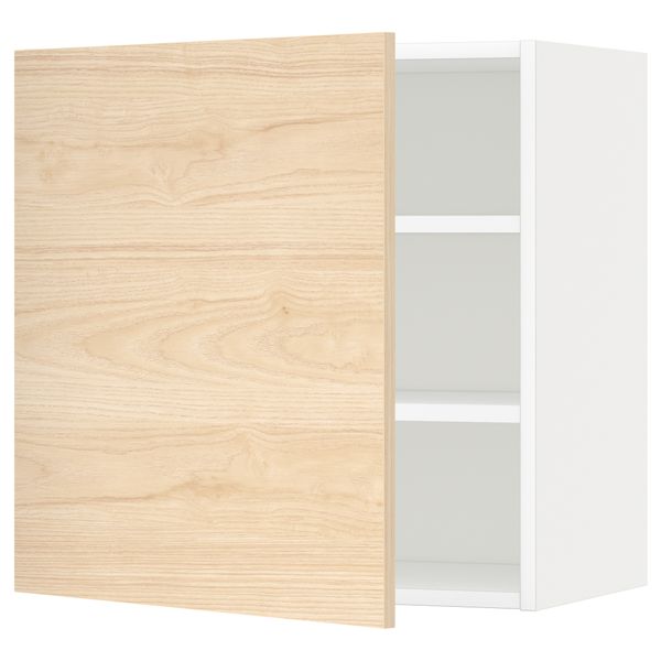 Навесной шкаф с полками, белый, Askersund под светлый ясень, 60x60 см IKEA METOD МЕТОД 094.698.80 - фото 2