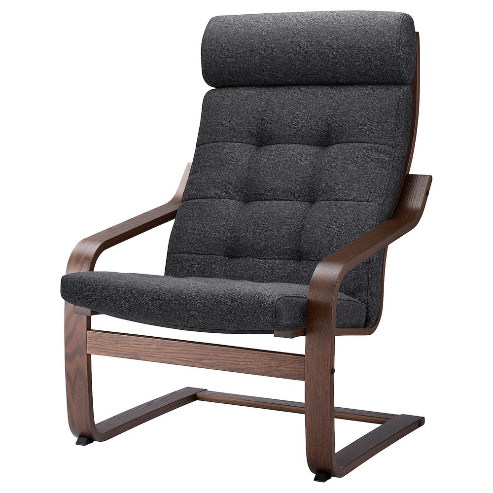 Кресло, коричневый/Гуннаред темно-серый IKEA POÄNG ПОЭНГ 294.372.23 - фото 1