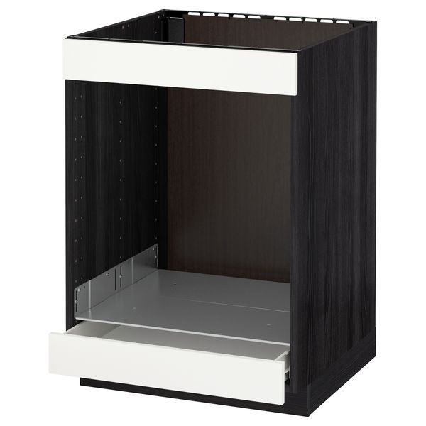 Напольный шкаф для/вароч панели+духовки/ящик МЕТОД / ФОРВАРА, черный, Хэггеби белый (60x60 см) - схема-чертеж с размерами