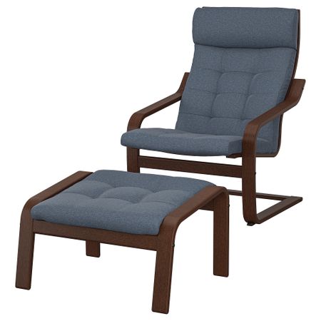 Кресло с табуретом для ног, коричневый, Gunnared синий IKEA POÄNG ПОЭНГ 095.021.58