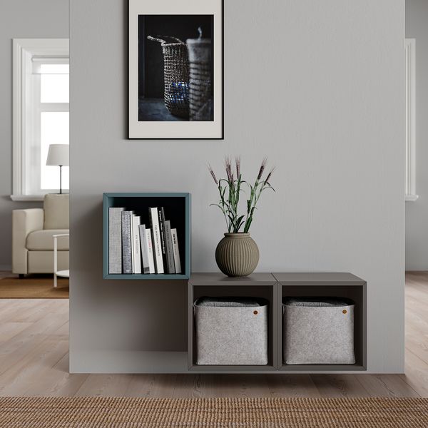 Комбинация настенных шкафов, 105x35x70 см, серо-бирюзовый/темно-серый IKEA EKET 093.860.45 - схема-чертеж с размерами