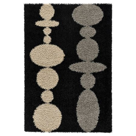 Ковер, длинный ворс ХИННЕРУП, черный (133x195 см)