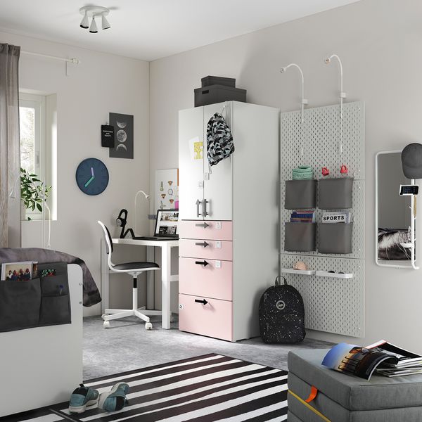 Гардероб, 60x57x181 см, белый бледно-розовый с 4 ящиками IKEA PLATSA ПЛАТСАA ПЛАТСА, SMÅSTAD СМОСТАД 194.309.05 - фото 9