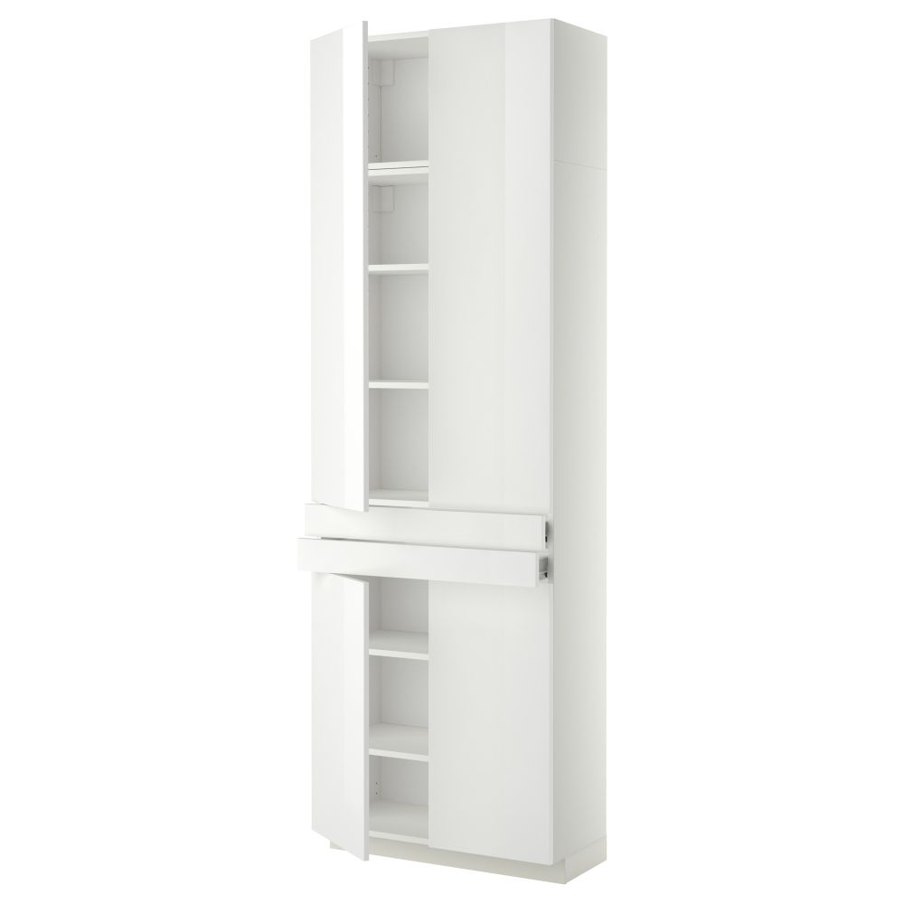 Высокий шкаф + полки, 2 ящика, 4 дверцы МЕТОД / ФОРВАРА, белый, Рингульт белый (80x37x240 см) - фото 1