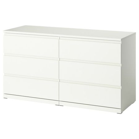 STORKLINTA Комод с 6 ящиками - белый 140x50x75 см