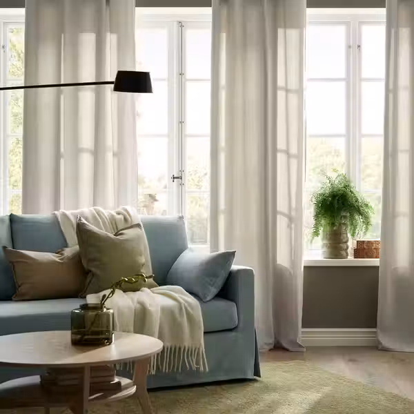 GINSTMOTT ГИНСТМОТТ Гардины, 2 шт. - бежевый/с лентой 145x300 см - фото 2