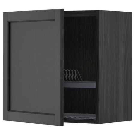 Шкаф навесной с сушкой, черный/Лерхюттан черная морилка 60x60 см IKEA МЕТОД 792.615.32