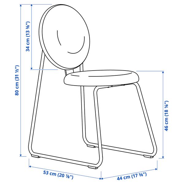Стол и 4 стула IKEA EKEDALEN ЛЕН ЭКЕДАЛЕН, MÅNHULT 195.059.29 - схема-чертеж с размерами