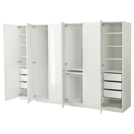 Гардероб ПАКС, белый, Фардаль глянцевый/белый