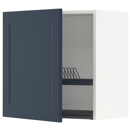 Навесной шкаф с сушилкой, белый Axstad, матовая поверхность синий, 60x60 см IKEA METOD МЕТОД 994.700.73