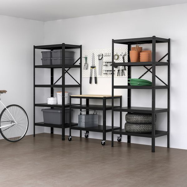 Комбинация с полками/тележкой 255x54x190 см IKEA BROR БРУР 592.756.72 - фото 1