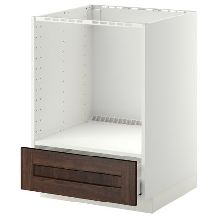 Напольный шкаф для духовки, с ящиком МЕТОД / МАКСИМЕРА, белый, Эдсерум коричневый (60x60 см)