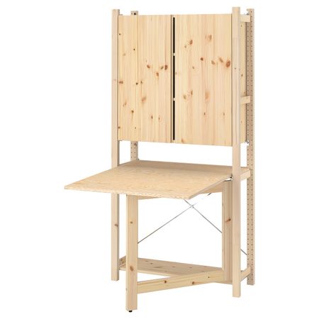 1 секция для хранения + складной столик, сосна 89x30x179 см IKEA IVAR ИВАР 394.695.29