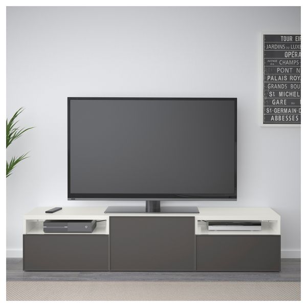 Тумба под ТВ БЕСТО, белый, Грундсвикен темно-серый (180x40x38 см) - фото 2
