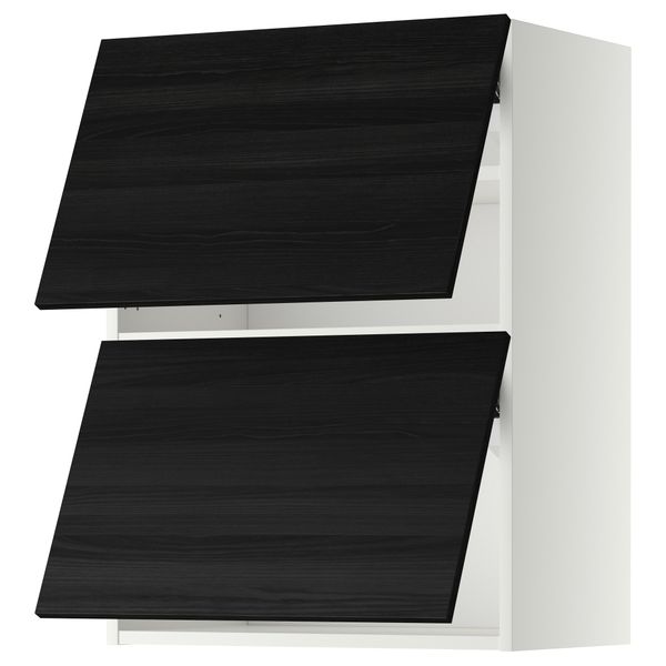 Навесной шкаф, 2 дверцы, горизонтальный МЕТОД, белый, Тингсрид черный - схема-чертеж с размерами