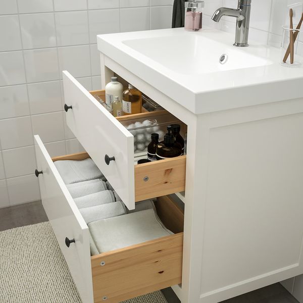 HEMNES / ORRSJÖN ОРРШЁН Шкаф с ящиками/раковина/смеситель - белый 82x49x89 см - фото 3