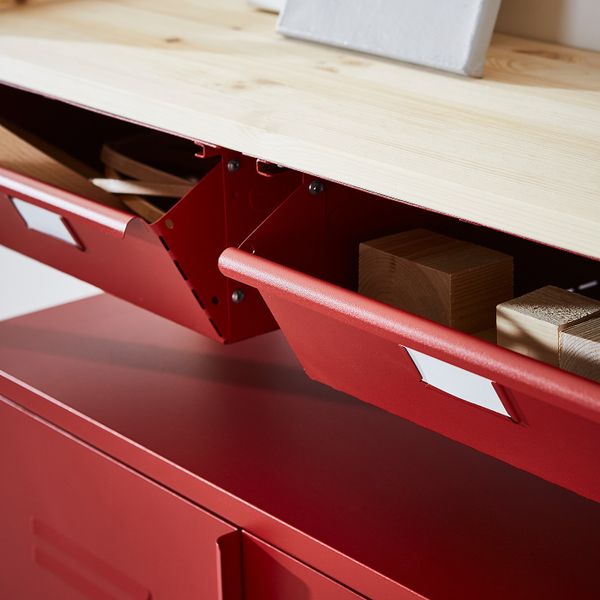 Стеллаж со шкафами/ящиками, сосна/красный 259x30x179 см IKEA IVAR ИВАР 393.237.25 - схема-чертеж с размерами