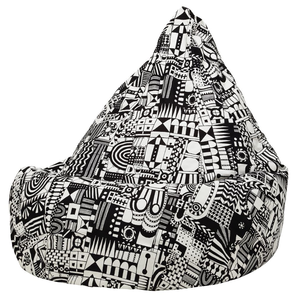 Чехол на пуфик-мешок ОЛМЕ, Суннарид черный/белый - схема-чертеж с размерами